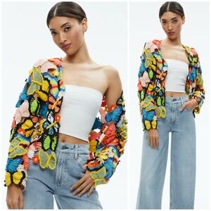 NWT ALICE+OLIVIA FAWN BUTTERFLY CROCHET
CARDIGAN SZ XS/S